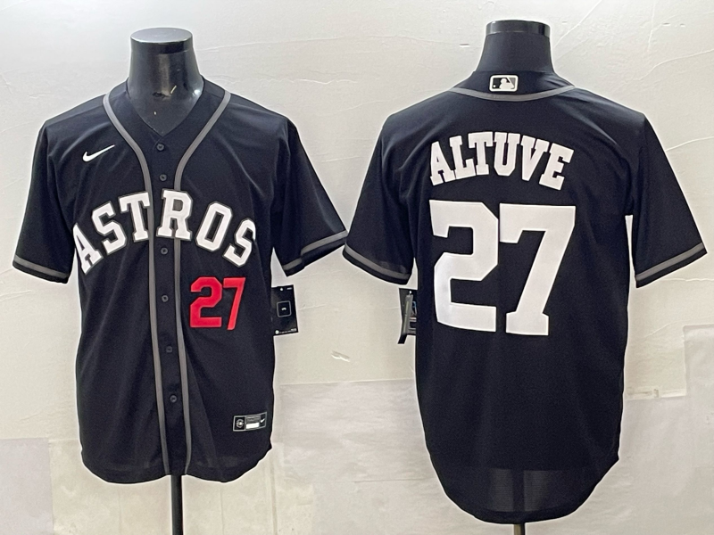 Men Houston Astros 27 Altuve Black Nike 2025 MLB Jersey 002